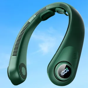 Portable Neck Fan With LED Display, Hands-free 5 Speeds Cooling, Neck Support, Lightweight, Battery Operated, Personal Bladeless Fan Rechargeable, Gift for Women Men, Hot Flashes, Travel, Camping Neck fan for hands-free comfort