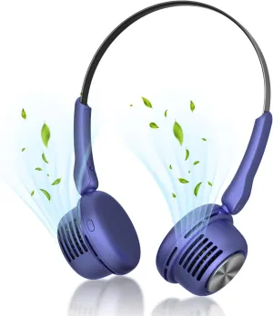 Portable Neck Fan,Hands Free Bladeless Fan,USB Rechargeable Wearable Cooling Personal Fan, 360 Cooling 5 Speeds Adjustable Strong Wind for Men Women for Outdoor & Indoor (Blue) Neck fan for hands-free comfort