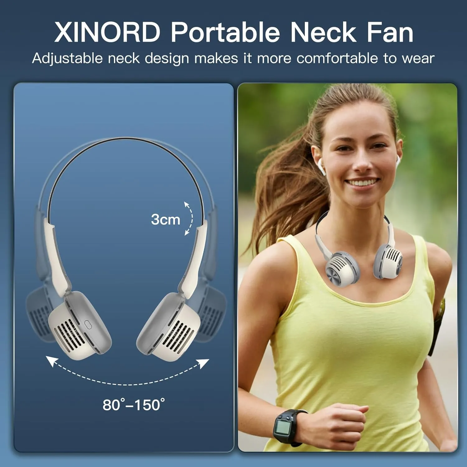 Portable Neck Fan,Hands Free Bladeless Fan,USB Rechargeable Wearable Cooling Personal Fan, 360 Cooling 5 Speeds Adjustable Strong Wind for Men Women for Outdoor & Indoor