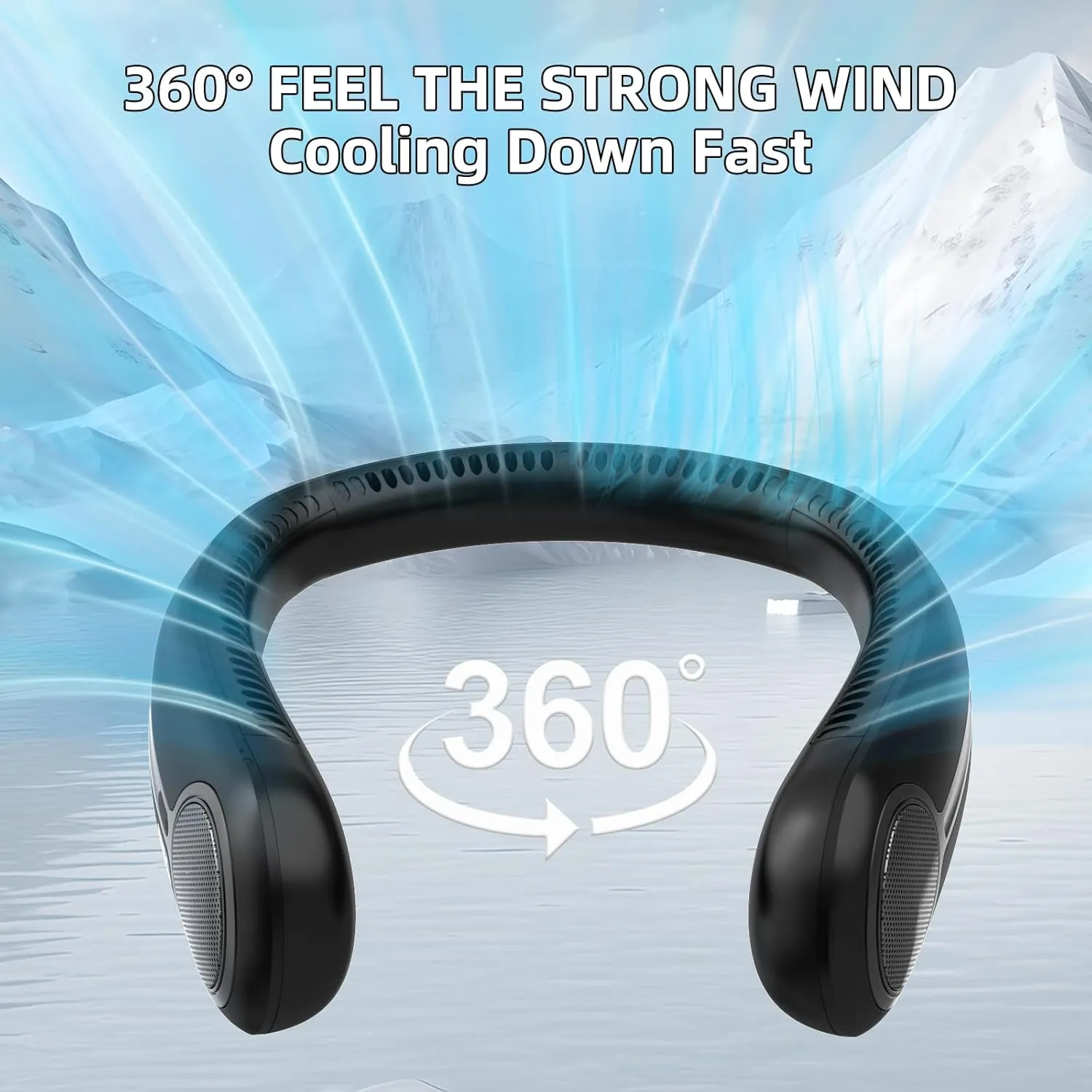 Portable Neck Fan,Personal Hands Free Bladeless Fan,360 Cooling Fan,LED Display,4-Speeds,6000mAh Rechargeable Quick,Long Use Time,Wearable Fan,Birthday Gifts for Men Women Dad Mom (Black)