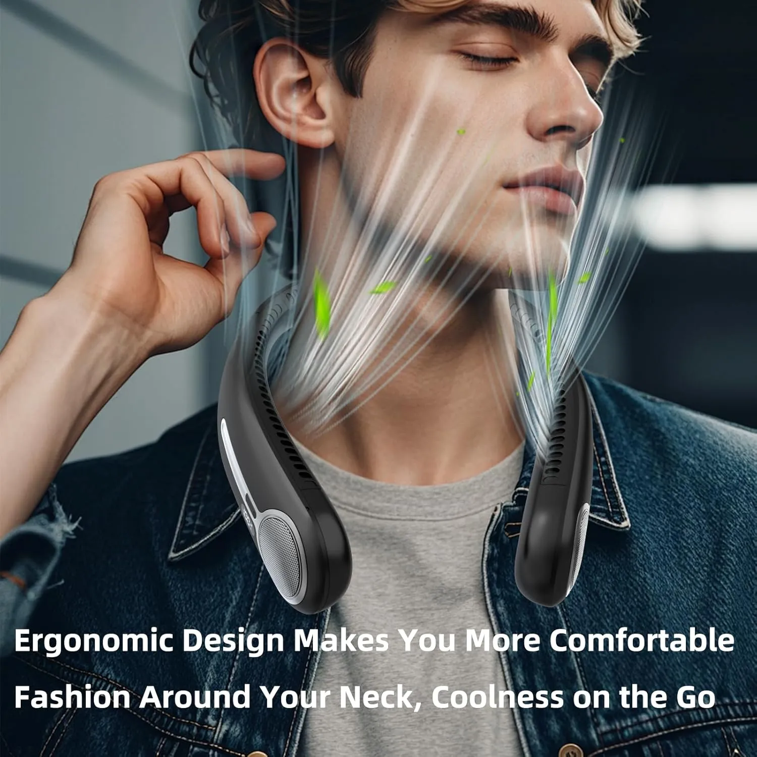 Portable Neck Fan,Personal Hands Free Bladeless Fan,360 Cooling Fan,LED Display,4-Speeds,6000mAh Rechargeable Quick,Long Use Time,Wearable Fan,Birthday Gifts for Men Women Dad Mom (Black)