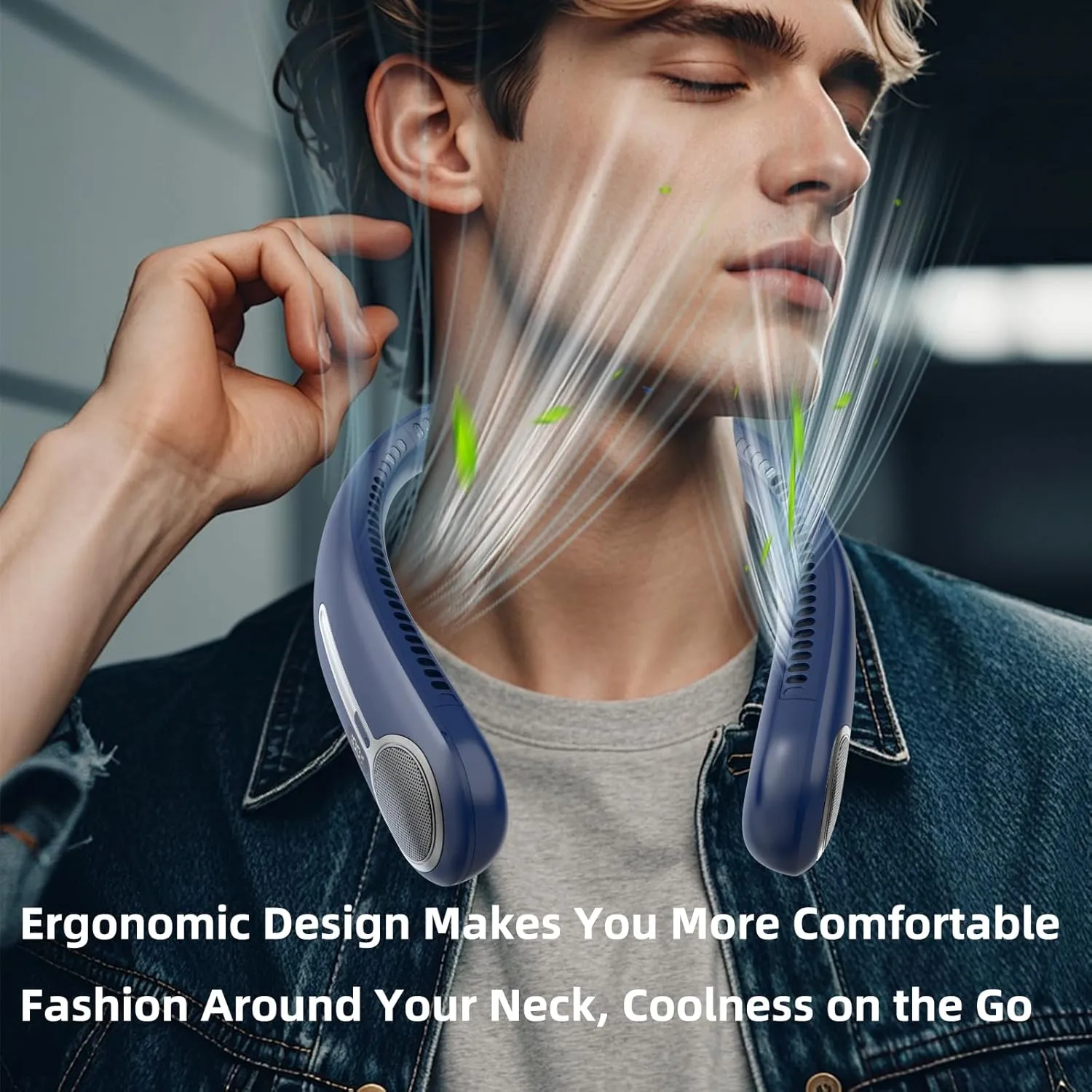 Portable Neck Fan,Personal Hands Free Bladeless Fan,360 Cooling Fan,LED Display,4-Speeds,6000mAh Rechargeable Quick,Long Use Time,Wearable Fan,Birthday Gifts for Men Women Dad Mom (Blue)