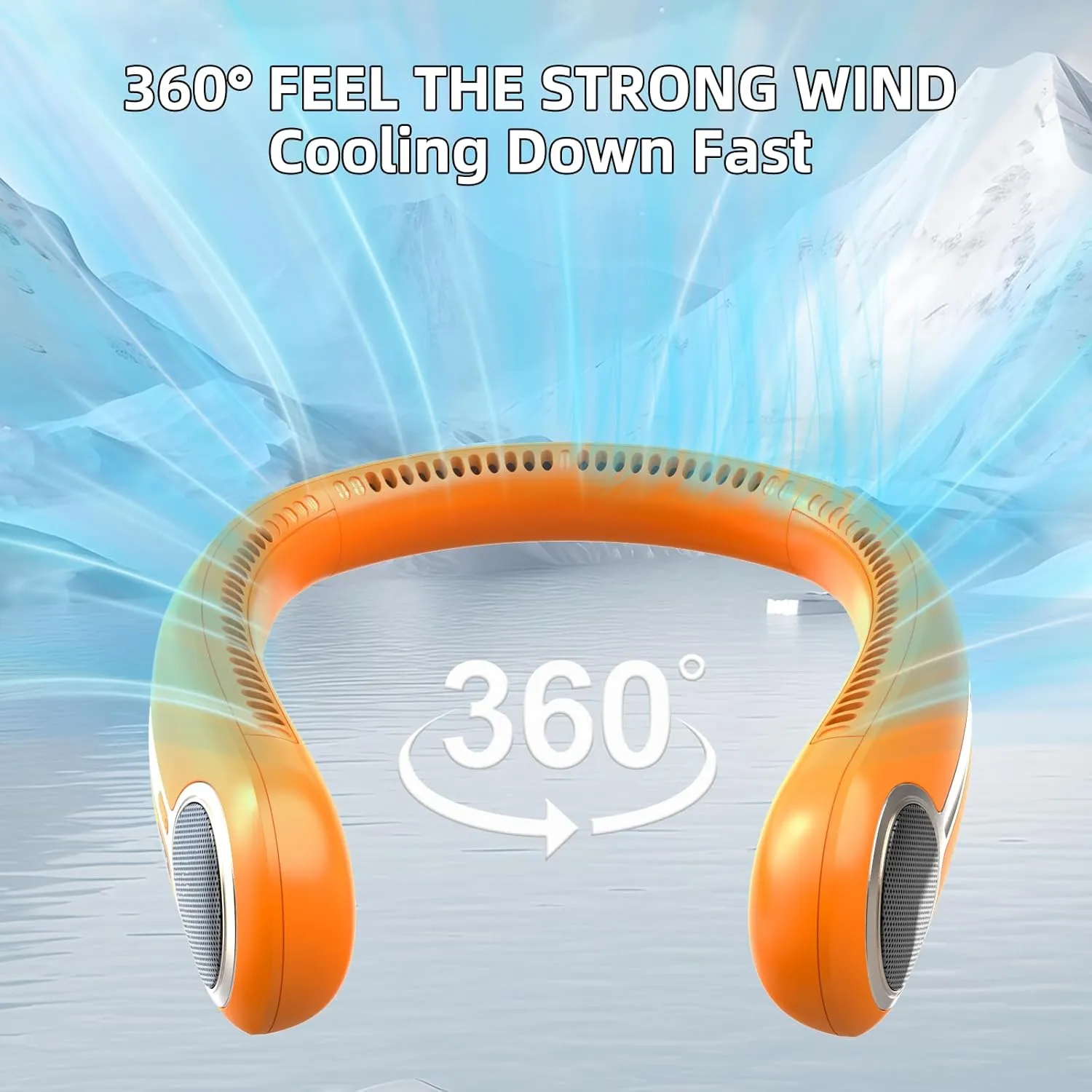 Portable Neck Fan,Personal Hands Free Bladeless Fan,360 Cooling Fan,LED Display,4-Speeds,6000mAh Rechargeable Quick,Long Use Time,Wearable Fan,Birthday Gifts for Men Women Dad Mom (Orange)