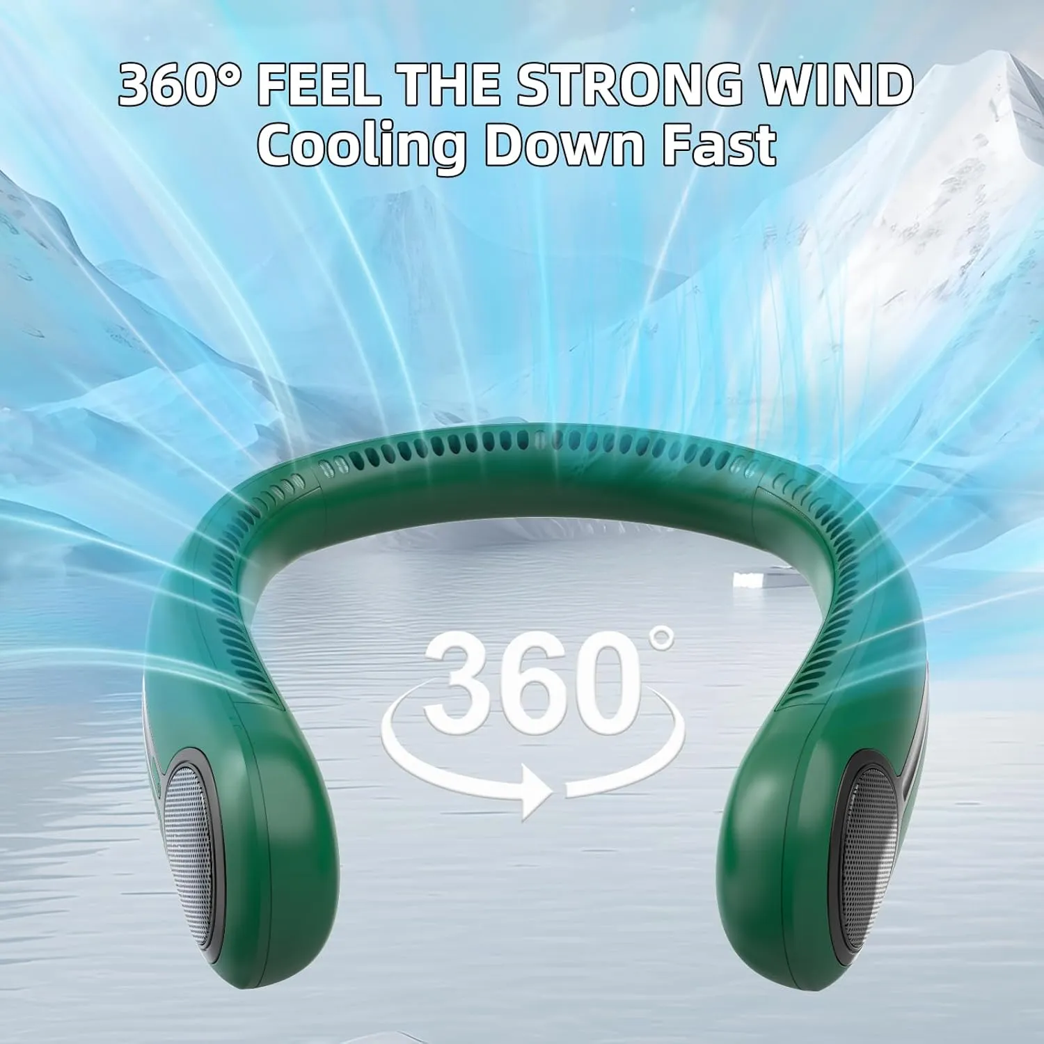 Portable Neck Fan,Personal Hands Free Bladeless Fan,360 Cooling Fan,LED Display,4-Speeds,6000mAh Rechargeable Quick,Long Use Time,Wearable Fan,Birthday Gifts for Men Women (Dark green)
