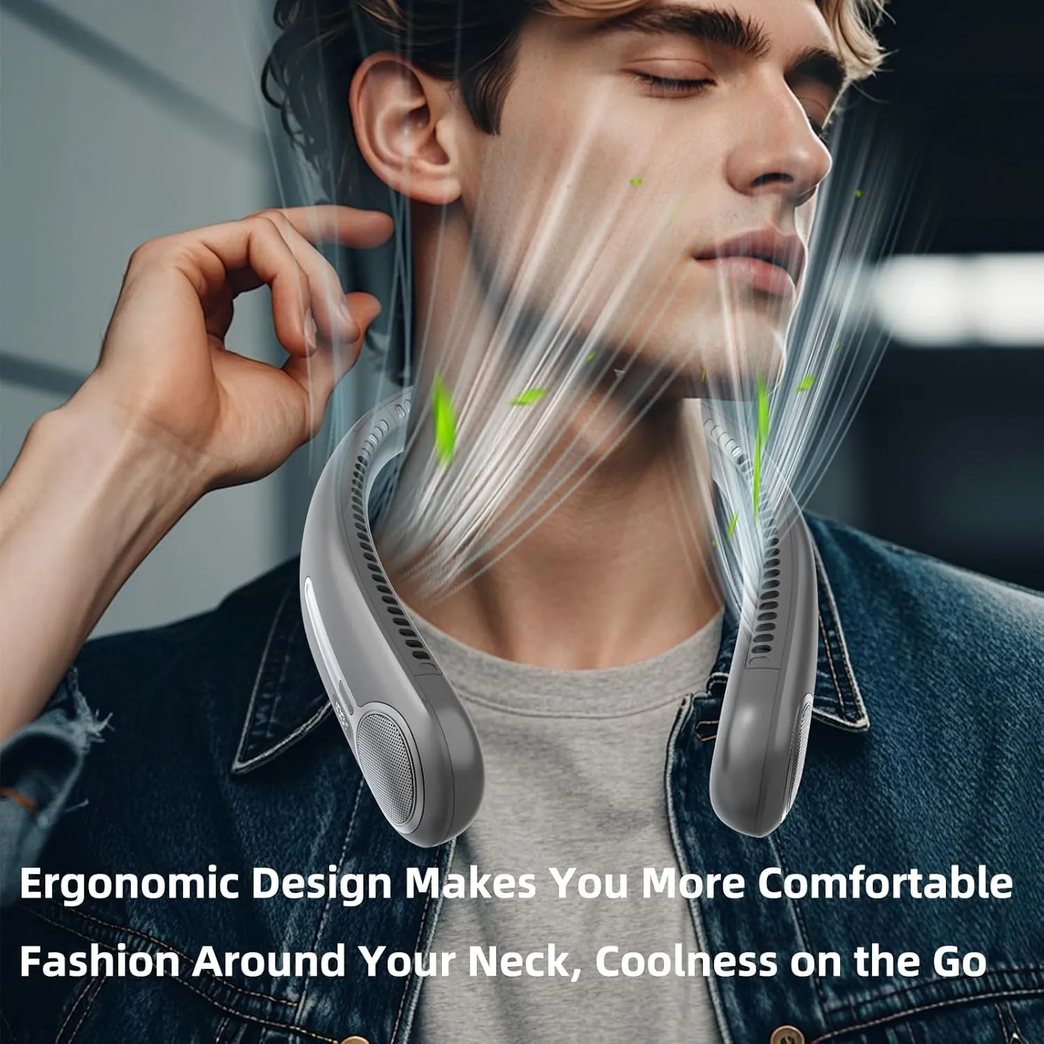 Portable Neck Fan,Personal Hands Free Bladeless Fan,360 Cooling Fan,LED Display,4-Speeds,6000mAh Rechargeable Quick,Long Use Time,Wearable Fan,Birthday Gifts for Men Women (Dark grey)