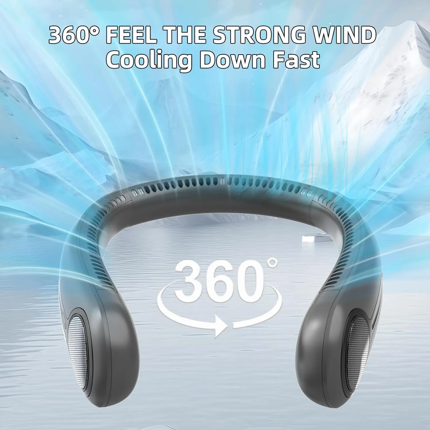 Portable Neck Fan,Personal Hands Free Bladeless Fan,360 Cooling Fan,LED Display,4-Speeds,6000mAh Rechargeable Quick,Long Use Time,Wearable Fan,Birthday Gifts for Men Women (Dark grey)