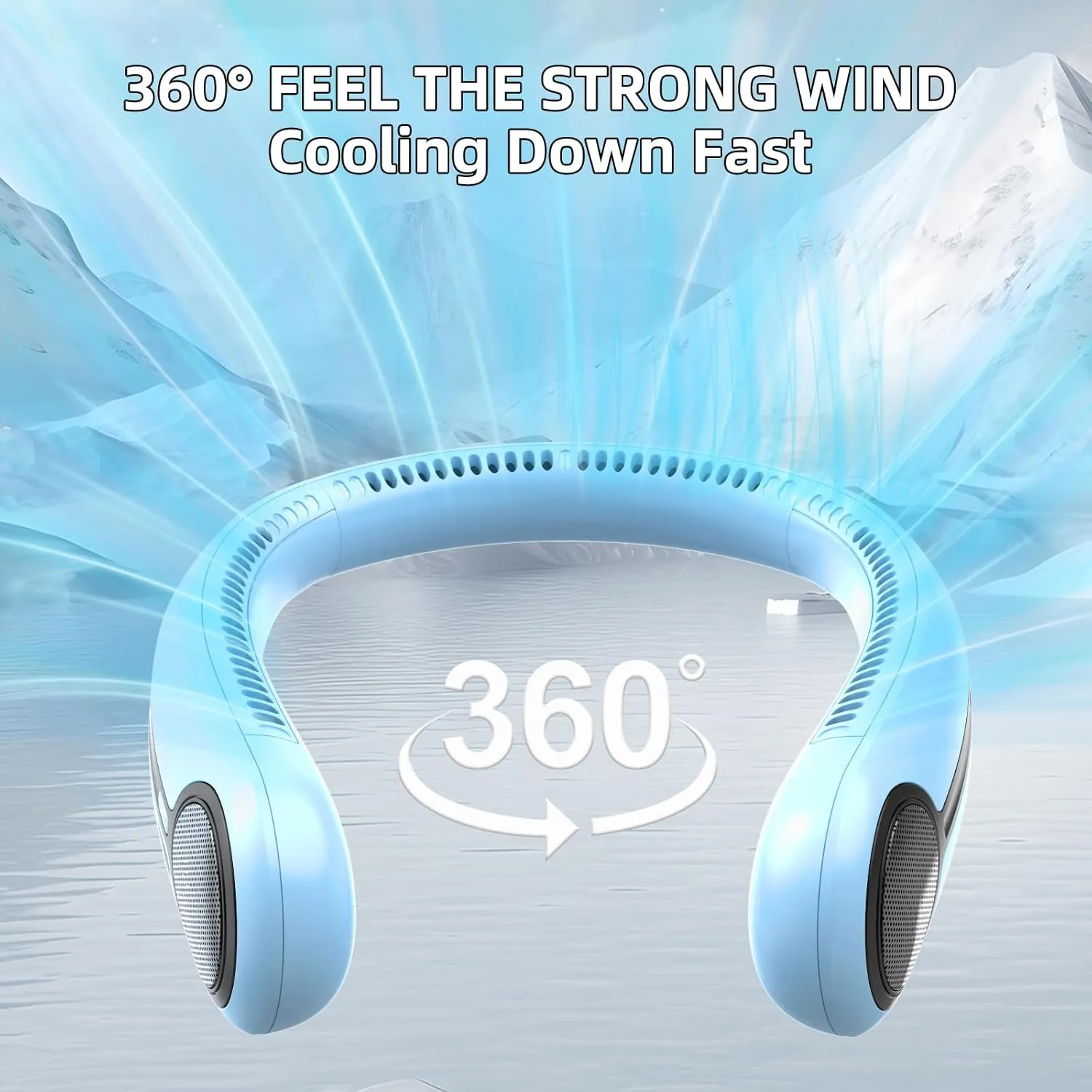 Portable Neck Fan,Personal Hands Free Bladeless Fan,360 Cooling Fan,LED Display,4-Speeds,6000mAh Rechargeable Quick,Long Use Time,Wearable Fan,Birthday Gifts for Men Women (Light blue)