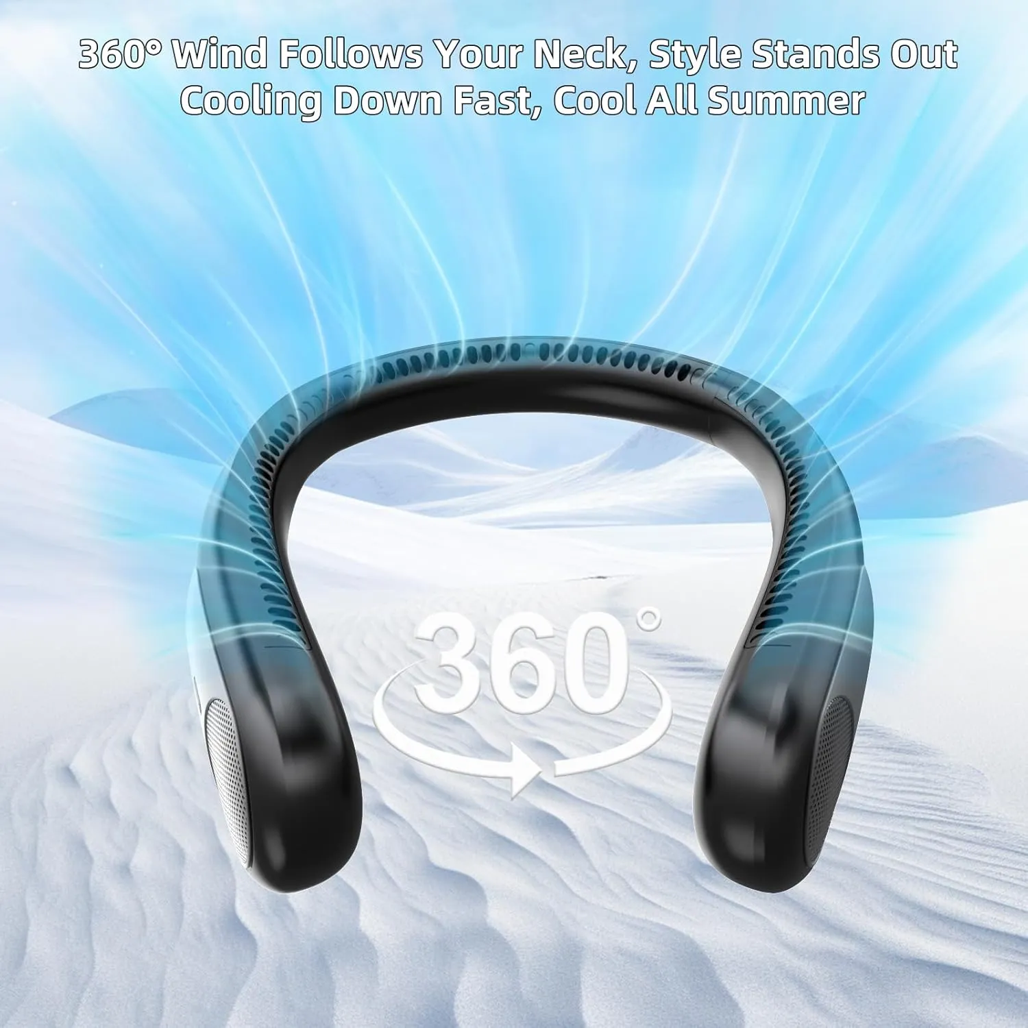 Portable Neck Fan,Personal Hands Free Bladeless Fan,360 Strong Cooling Fan,LED Display, 4-Speeds,6000mAh USB Rechargeable,Long Use Time,Wearable Fan,Gifts for Men Women Dad Mom (Black)