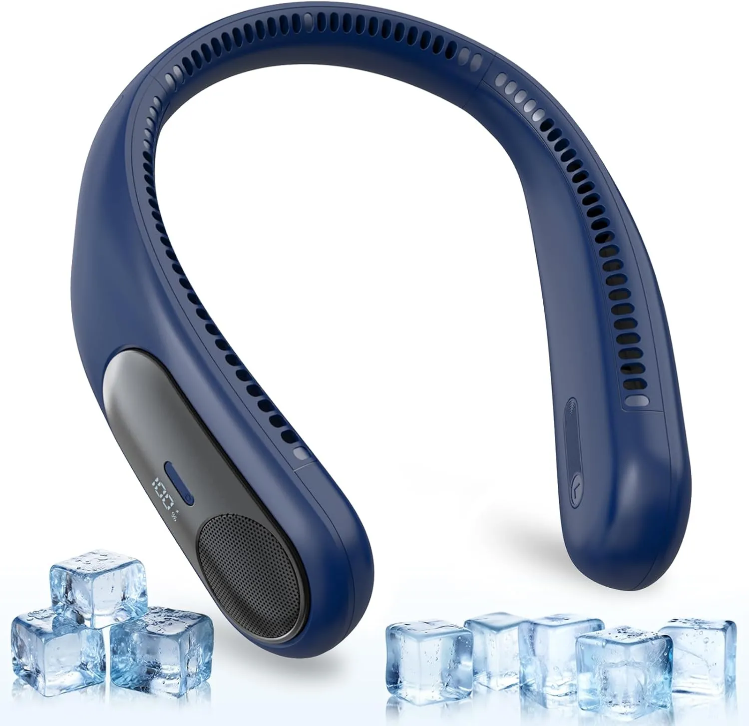 Portable Neck Fan,Personal Hands Free Bladeless Fan,360 Strong Cooling Fan,LED Display, 4-Speeds,6000mAh USB Rechargeable,Long Use Time,Wearable Fan,Gifts for Men Women Dad Mom (Blue) Neck fan for hands-free comfort