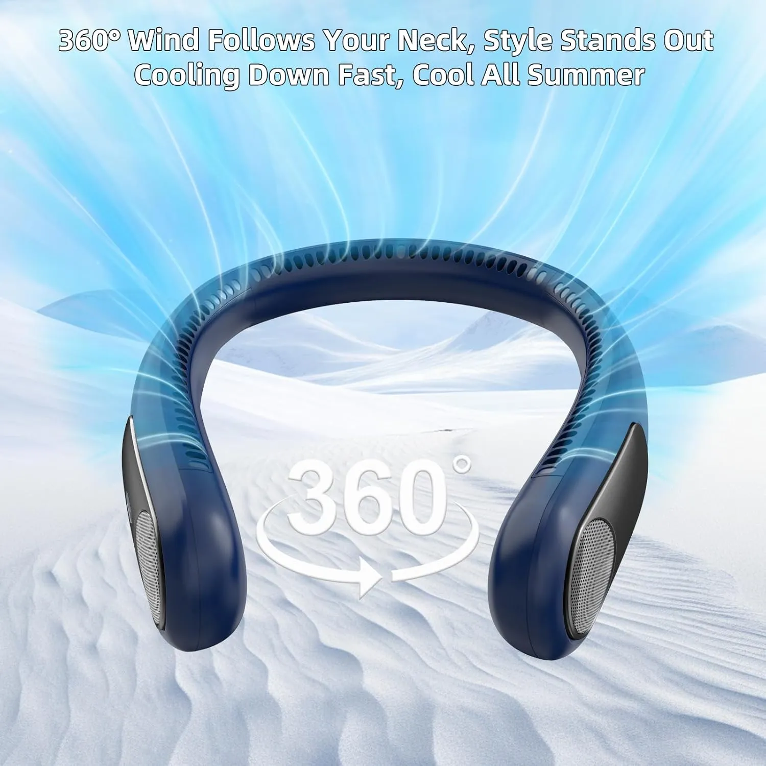 Portable Neck Fan,Personal Hands Free Bladeless Fan,360 Strong Cooling Fan,LED Display, 4-Speeds,6000mAh USB Rechargeable,Long Use Time,Wearable Fan,Gifts for Men Women Dad Mom (Blue)
