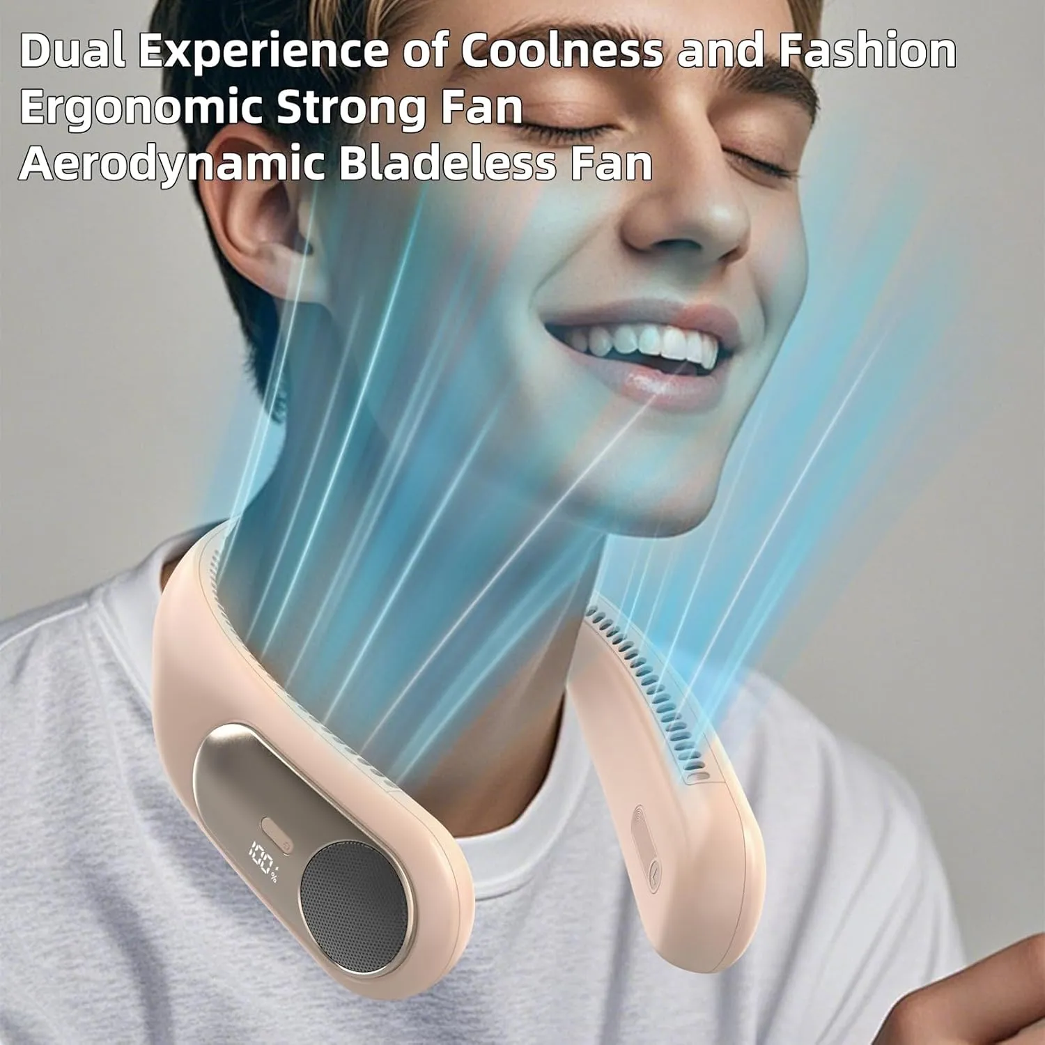 Portable Neck Fan,Personal Hands Free Bladeless Fan,360 Strong Cooling Fan,LED Display, 4-Speeds,6000mAh USB Rechargeable,Long Use Time,Wearable Fan,Gifts for Men Women Dad Mom (Brown)