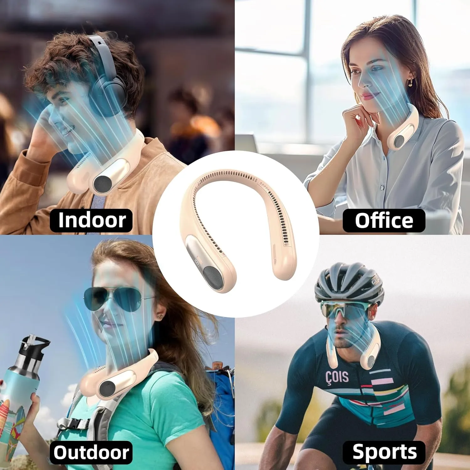 Portable Neck Fan,Personal Hands Free Bladeless Fan,360 Strong Cooling Fan,LED Display, 4-Speeds,6000mAh USB Rechargeable,Long Use Time,Wearable Fan,Gifts for Men Women Dad Mom (Brown)