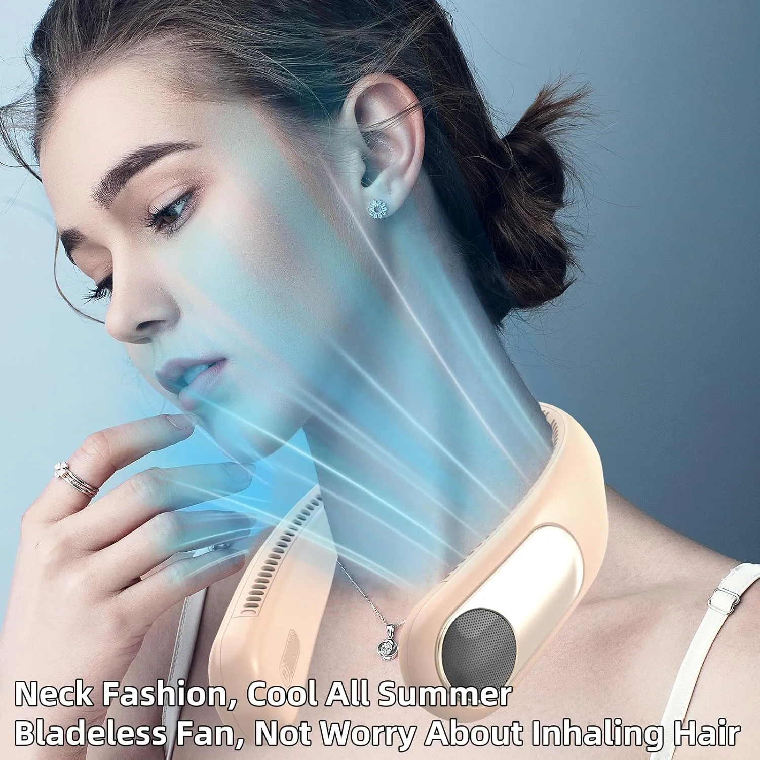 Portable Neck Fan,Personal Hands Free Bladeless Fan,360 Strong Cooling Fan,LED Display, 4-Speeds,6000mAh USB Rechargeable,Long Use Time,Wearable Fan,Gifts for Men Women Dad Mom (Brown)