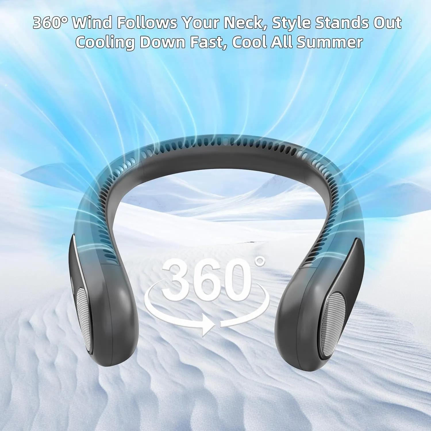 Portable Neck Fan,Personal Hands Free Bladeless Fan,360 Strong Cooling Fan,LED Display, 4-Speeds,6000mAh USB Rechargeable,Long Use Time,Wearable Fan,Gifts for Men Women Dad Mom (Dark grey)