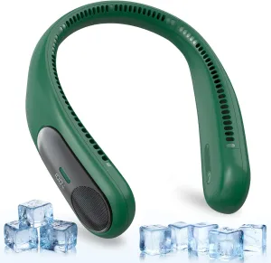 Portable Neck Fan,Personal Hands Free Bladeless Fan,360 Strong Cooling Fan,LED Display, 4-Speeds,6000mAh USB Rechargeable,Long Use Time,Wearable Fan,Gifts for Men Women Dad Mom(Dark green) Neck fan for hands-free comfort