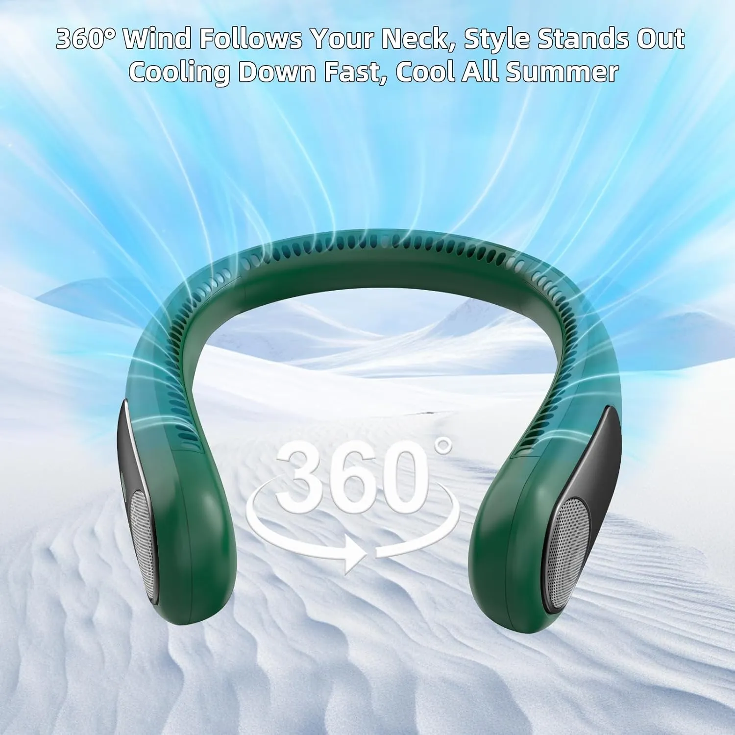 Portable Neck Fan,Personal Hands Free Bladeless Fan,360 Strong Cooling Fan,LED Display, 4-Speeds,6000mAh USB Rechargeable,Long Use Time,Wearable Fan,Gifts for Men Women Dad Mom(Dark green)