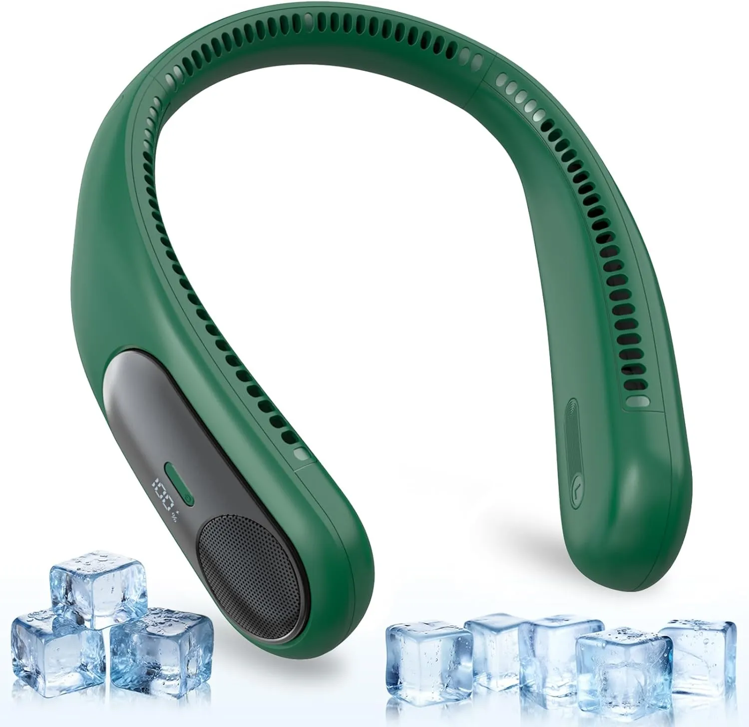 Portable Neck Fan,Personal Hands Free Bladeless Fan,360 Strong Cooling Fan,LED Display, 4-Speeds,6000mAh USB Rechargeable,Long Use Time,Wearable Fan,Gifts for Men Women Dad Mom(Dark green) Neck fan for hands-free comfort