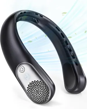 Portable Neck Fans that Blow Cold Air, 3 Speed Settings, Wearable Bladeless Neck Fan, Rechargeable 360Personal Fan Neck Cooler with 4000mAh Battery, Lightweight and QuietBirthday Gift for Women Neck fan for hands-free comfort