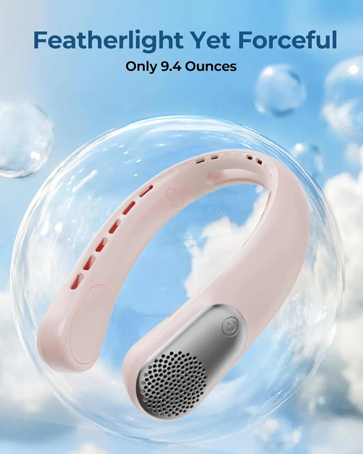 Portable Neck Fans that Blow Cold Air, 3 Speed Settings, Wearable Bladeless Neck Fan, Rechargeable 360Personal Fan Neck Cooler with 4000mAh Battery, Lightweight-QuietBirthday Gift for Women-Pink