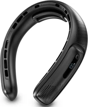 Portable Neck Fans that Blow Cold Air, Rechargeable Personal Small Wearable Cooler With 3-Speed, LED Display, 4000mAh, Type-C Port, Gift For Women, Dad, Birthday, Father, Travel, Outdoor, Black Neck fan for hands-free comfort