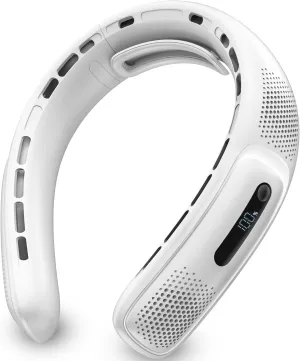 Portable Neck Fans that Blow Cold Air, Rechargeable Personal Small Wearable Cooler With 3-Speed, LED Display, 4000mAh, Type-C Port, Gift For Women, Dad, Birthday, Father, Travel, Outdoor, White Neck fan for hands-free comfort