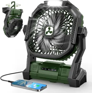 Portable Rechargeable Fan, 20000mAh Cordless Battery Powered Camping Tent Fans with LED Lantern, Small USB C Operated Outdoor Ventilador for Travel Camp Fishing Picnic Home Power Outage Emergency Battery-powered portable fan