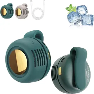 Portable Silent Bladeless Fan Clip, Waist Mounted Mini Fan, 3-Speed Rechargeable Waist/Neck Fan, 360 Rotatable, Suitable For Outdoor, Travel And Office, Travel Accessories (Green) Waist-mounted portable fan for outdoor use