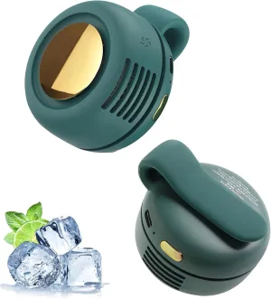 Portable Silent Mini Bladeless Electric Fan, 3 Speeds Hands-Free Mini Bladeless Fan Clip On, Small Whirlwind Waist Clip On Fan (Green) Small bladeless fan for quiet cooling
