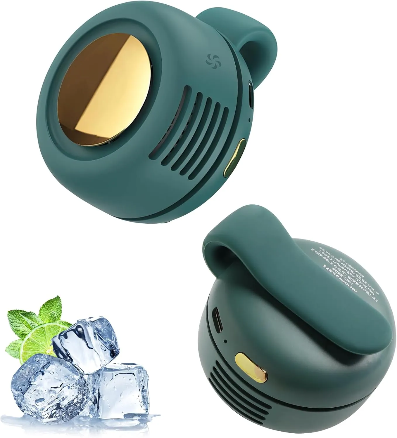 Portable Silent Mini Bladeless Electric Fan, 3 Speeds Hands-Free Mini Bladeless Fan Clip On, Small Whirlwind Waist Clip On Fan (Green) Small bladeless fan for quiet cooling