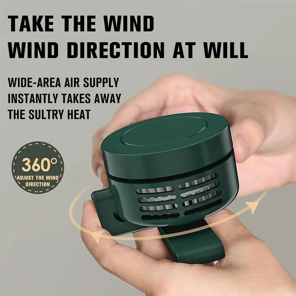 Portable Silent Mini Bladeless Electric Fan,360 Rotatable,USB Rechargeable Personal Body Fan with Adjustable 3-speed,Mini Waist Clip Fan for Outdoor Hiking Camping Travel (Green)
