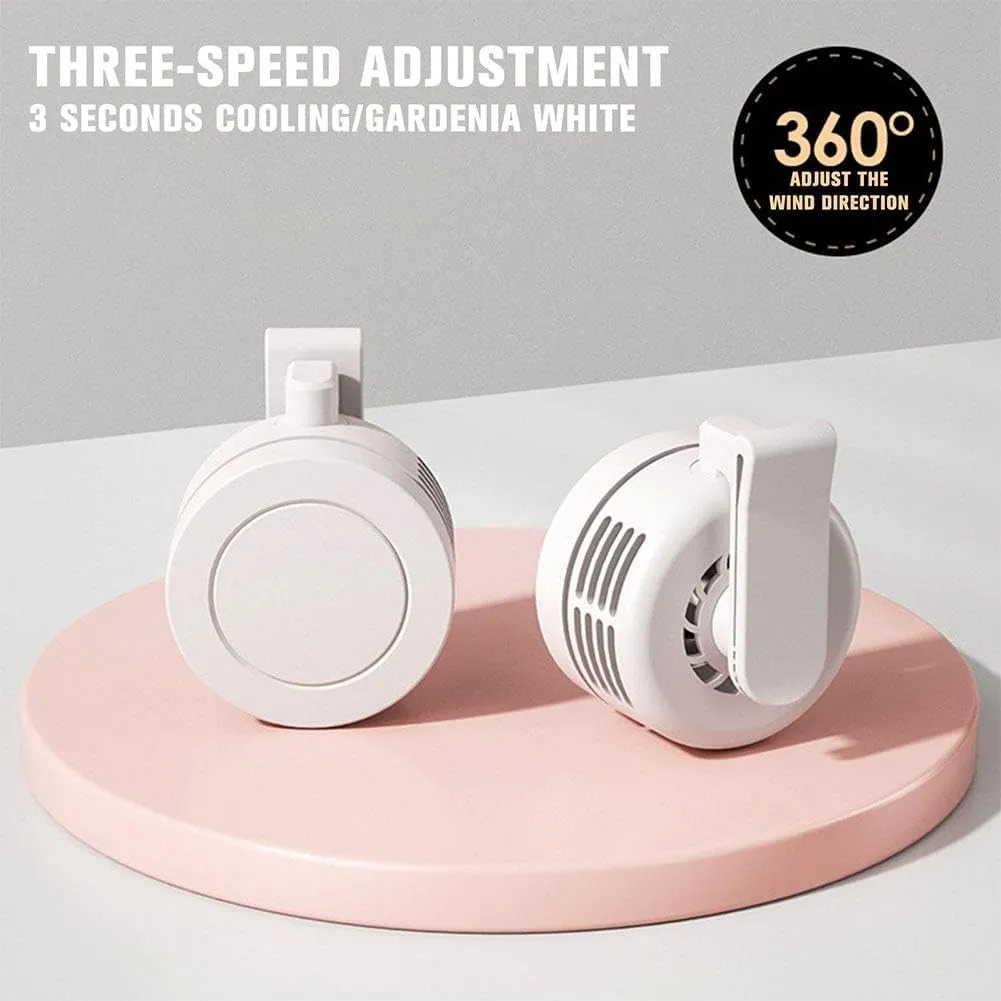 Portable Silent Mini Bladeless Electric Fan,360 Rotatable,USB Rechargeable Personal Body Fan with Adjustable 3-speed,Mini Waist Clip Fan for Outdoor Hiking Camping Travel (White)