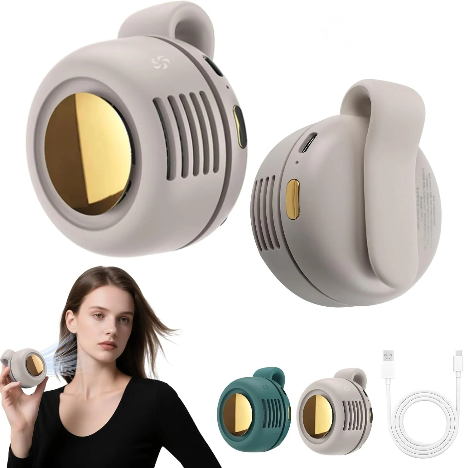 Portable Silent Mini Bladeless Fan Clip On, 2025 New Adjustable 3-Speed Suspended Waist Fans, 360 Rotatable, Suitable for Outdoor & Travel & Office,Travel Accessories (White) Small bladeless fan for quiet cooling
