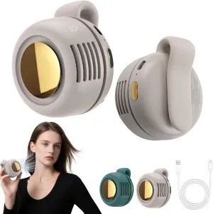 Portable Silent Mini Bladeless Fan Clip On, 2025 New Adjustable 3-Speed Suspended Waist Fans, 360 Rotatable, Suitable for Outdoor & Travel & Office,Travel Accessories (White) Small bladeless fan for quiet cooling