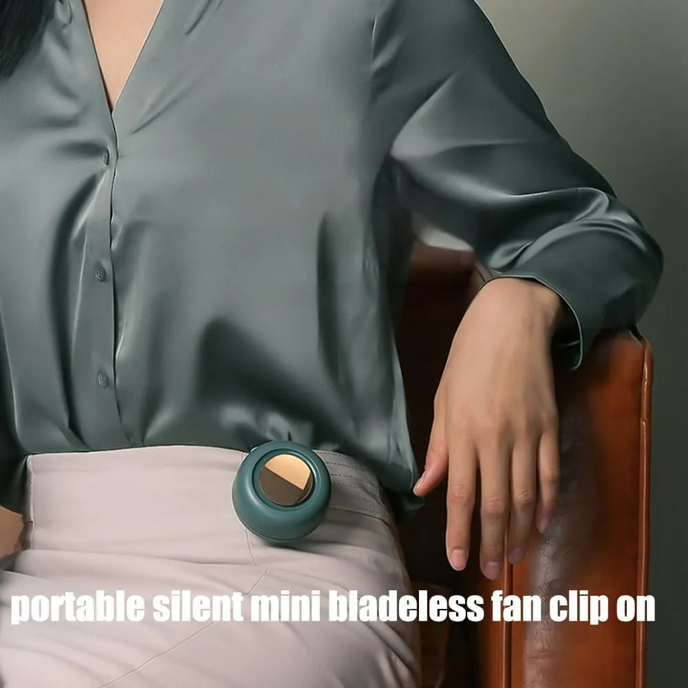Portable Silent Mini Bladeless Fan Clip On, 2025 New Mini Clip on Fan, Portable Bladeless Clip on, Suitable for Outdoor & Travel & Office, Travel Accessories (White*1)