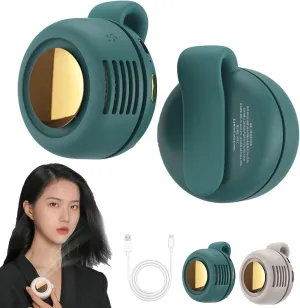 Portable Silent Mini Bladeless Fan Clip On, 3-Speed Clip-on Fan for Shirt and Waist, 360 Rotatable Hands-Free Cooling for Outdoor, Office & Travel (Green) Neck fan for hands-free comfort