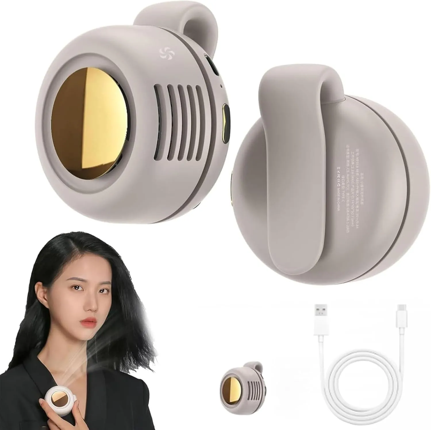 Portable Silent Mini Bladeless Fan Clip On,2025 Upgrade Adjustable 3-Speed Suspended Fans for Waist Neck,Whirlwind Bladeless Fan for Outdoor & Travel & Office, Travel Accessories(White) Small bladeless fan for quiet cooling