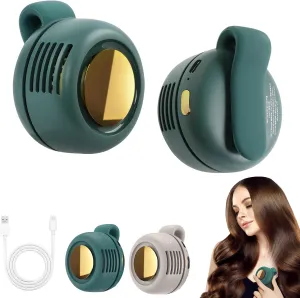 Portable Silent Mini Bladeless Fan Clip On,3 Speeds Clip-on Fans for Shirt,Small Clips FanMini Whirlwind Fans for Waist Clips Suitable for Outdoor & Travel & Office (Green) Small bladeless fan for quiet cooling