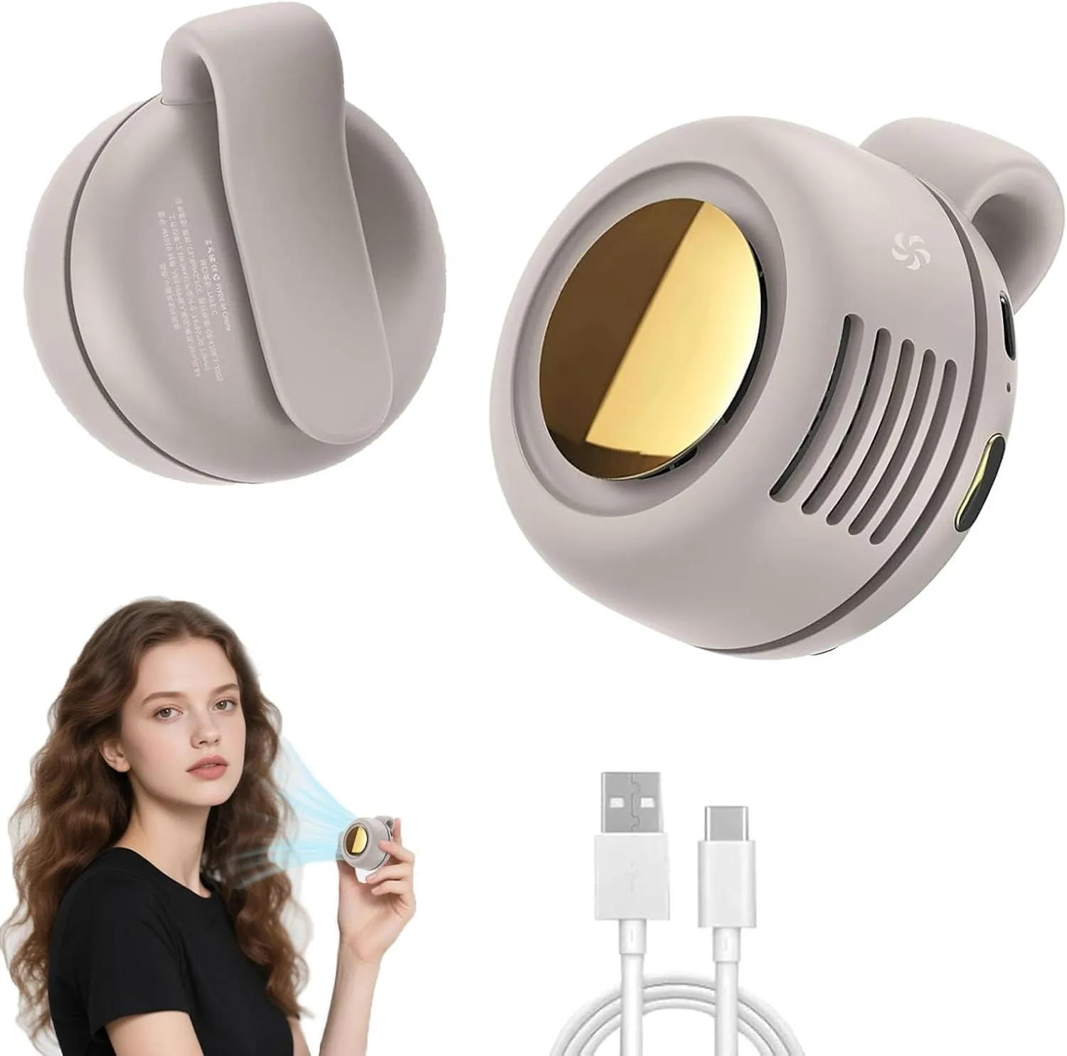 Portable Silent Mini Bladeless Fan Clip On,Small Clip Fan, Adjustable 3 Speeds Suspended, Waist Fans forclip onfan for shirt Suitable for Outdoor & Travel & Office (white) Small bladeless fan for quiet cooling