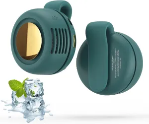 Portable Silent Mini Bladeless Fan Clip On,Small Whirlwind Bladeless Clip On Fan, 2025 New Adjustable 3-Speed Suspended Waist Fans, For Outdoor & Travel & Office, Travel Accessories (green 01) Small bladeless fan for quiet cooling