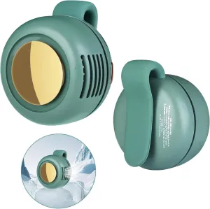 Portable Silent Mini Bladeless Fan, Small Clip Waist Fan for Shirt 2025 New 3-Speed Adjustable USB Type-C Rechargeable Hands-Free for Outdoor Travel Office Hiking Sports (Green) Small bladeless fan for quiet cooling
