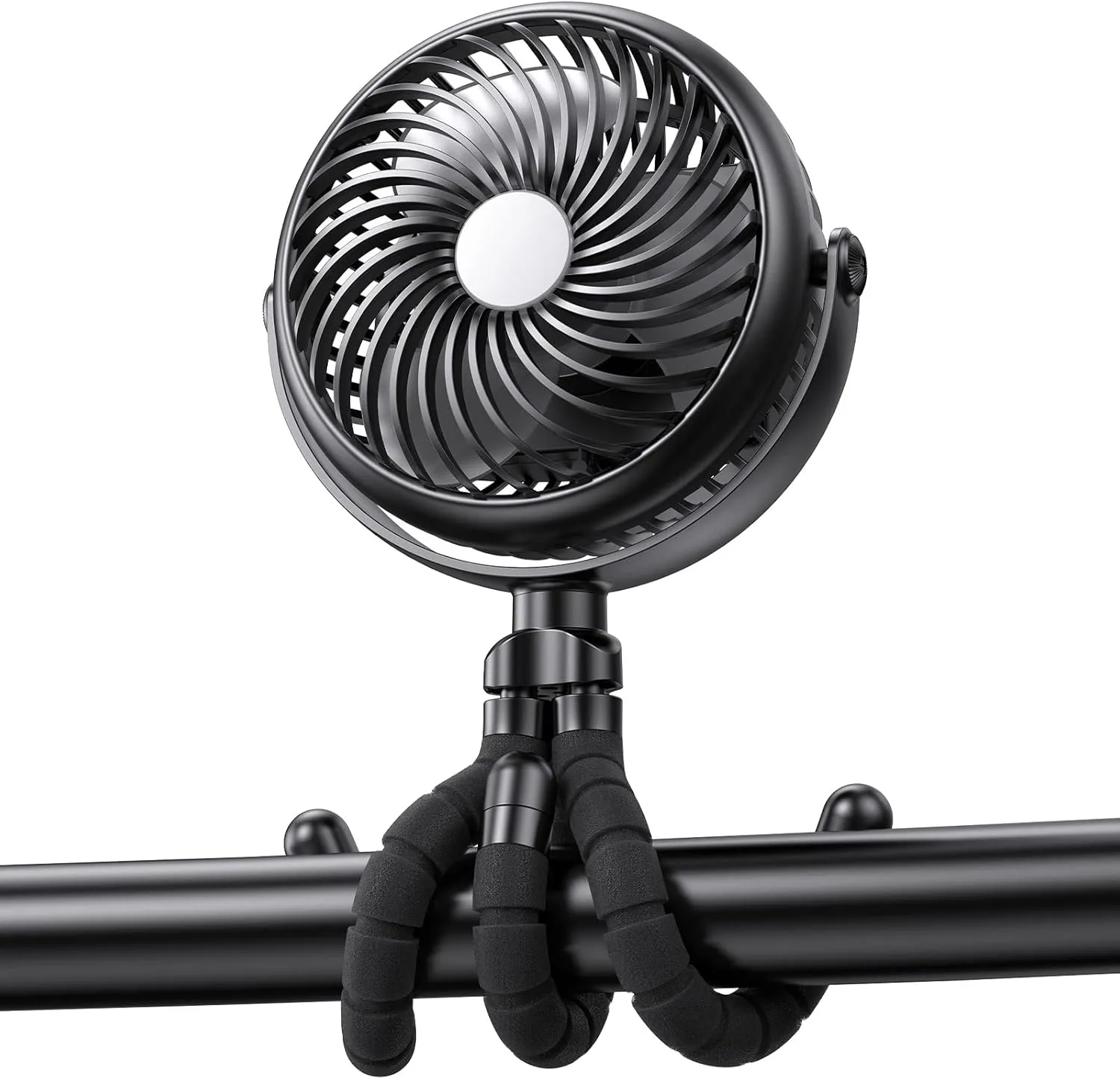 Portable Stroller Fan - 5000mAh Rechargeable Battery with Flexible Tripods, 360 Pivot, 20 Hrs Runing, Personal Fan for Cooling Outdoor Travel Beach Umbrella Wagon Crib Treadmill Car Rear-mounted fan for childrens safety
