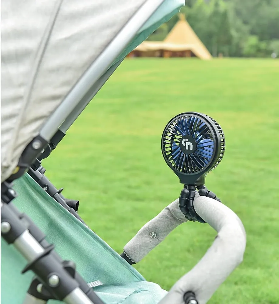 Portable Stroller Fan, Battery Operated Clip-On 360 Rotatable Baby Car Seat USB Rechargeable Cooling Fan for Crib, Treadmill, Travel