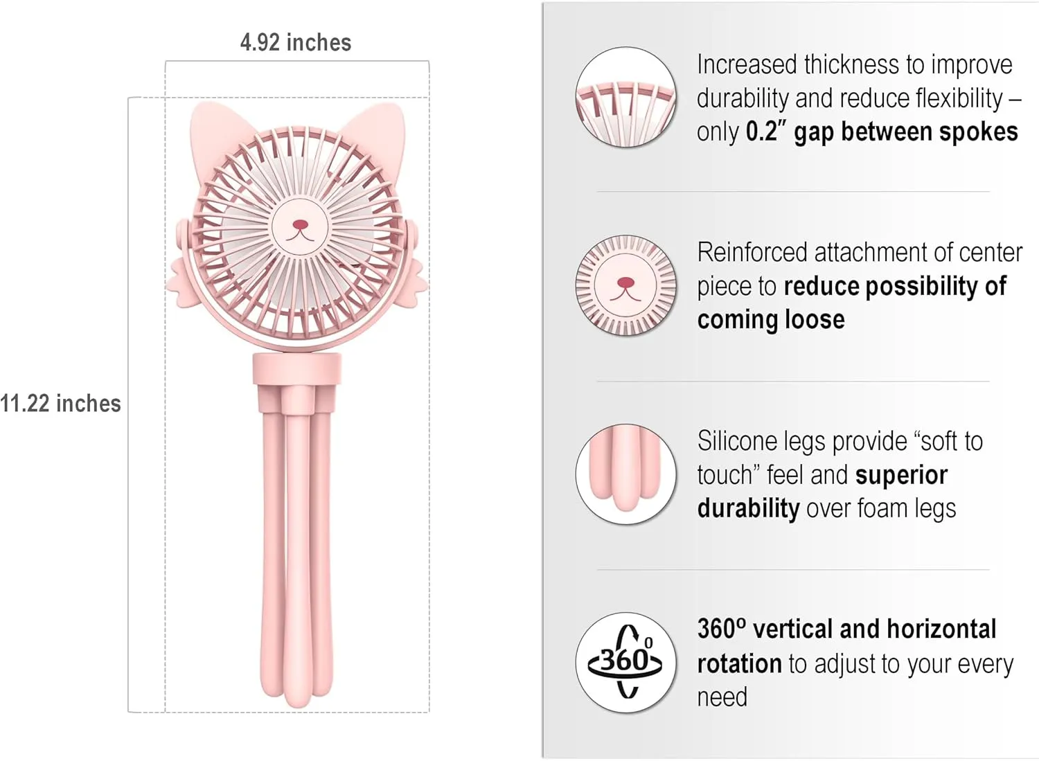 Portable Stroller Fan for Baby  Rechargeable Handheld & Clip-On USB Fan, Stroller Accessories with Night Light (Pink)