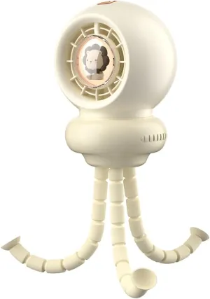Portable Stroller Fan, Whisper-Quiet, Auto-Oscillation, Warm-Tone Night Light, 3600mAh Rechargeable Battery, Dense Safety Grill, Designed for Crib, Car Seat, Travel and Camping (Beige) Fan with safety blade design
