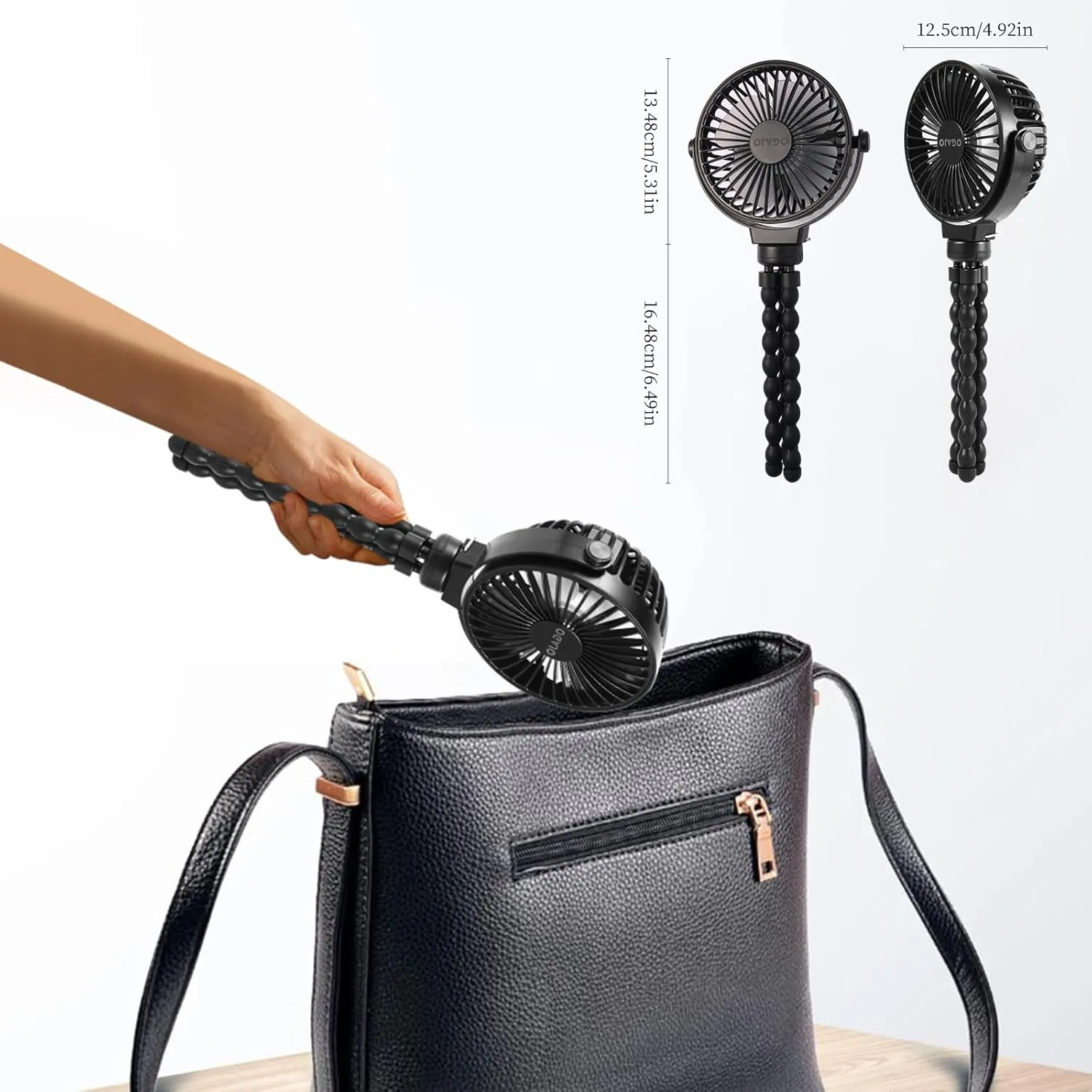 Portable Stroller Fan With Flexible Tripod, 5200mAh Battery, 3 Speeds, USB Rechargeable, for Stroller, Car Seats, Cribs and More