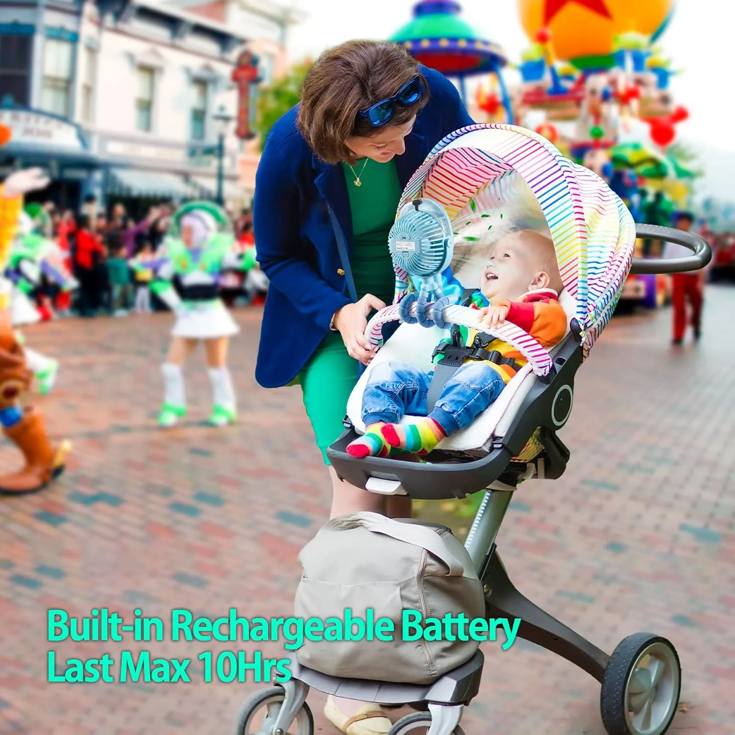 Portable Stroller Fan with Mist, Rechargeable Misting Fan with Flexible Tripods, 360 Pivot Personal Mister for Cooling Outdoor Travel Beach Umbrella Wagon Crib Treadmill Car