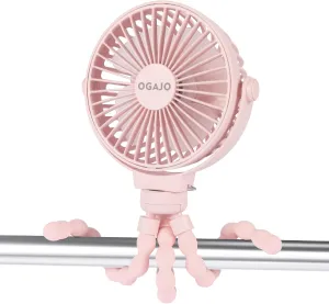 Portable Stroller Fan,With Flexible Tripod and 3 Speeds Clip On Car Seat Fan Mini Small Personal Handheld Battery Powered USB Fan, for Pram Crib Bike Treadmill Camping and Student Bed Desk Rear-mounted fan for childrens safety