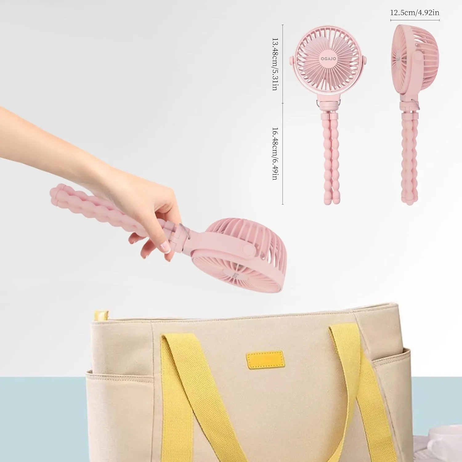 Portable Stroller Fan,With Flexible Tripod and 3 Speeds Clip On Car Seat Fan Mini Small Personal Handheld Battery Powered USB Fan, for Pram Crib Bike Treadmill Camping and Student Bed Desk