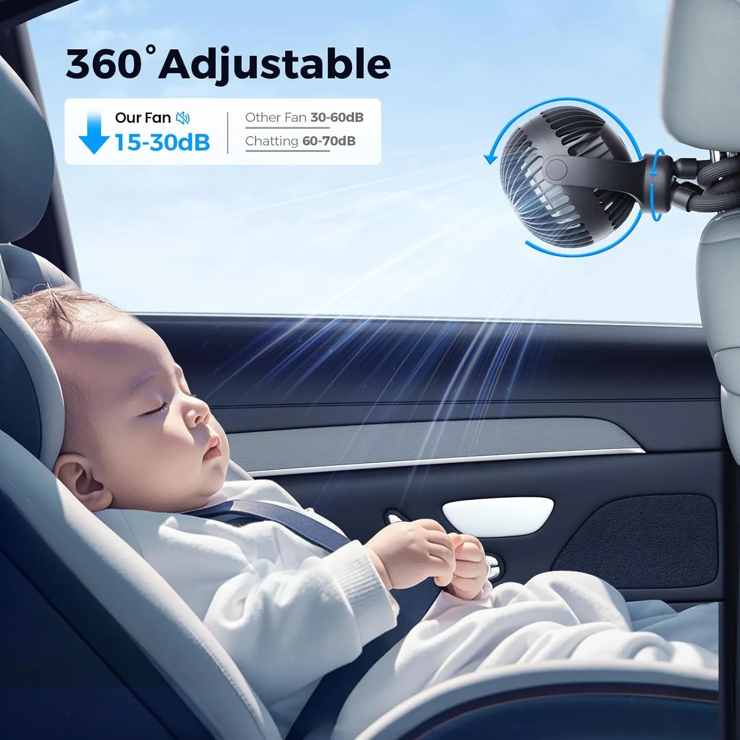 Portable Stroller Mini Fan - Flexible 3-Speed Personal Fan Clip on for Bed Sleep, Rechargeable Battery Treadmill Accessories Cooler, Newborn Summer Baby Essentials for Car Seat, Bike, Crib