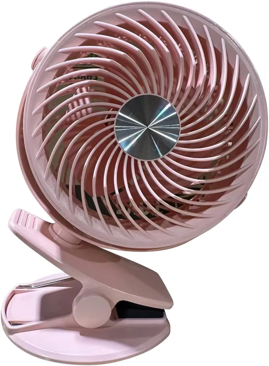 Portable Table Fan Clip Fan with 3 speeds Air Flow 360 Rotation Quiet Personal Fan for Indoor Outdoor (Pink) 360-degree rotating fan for home use